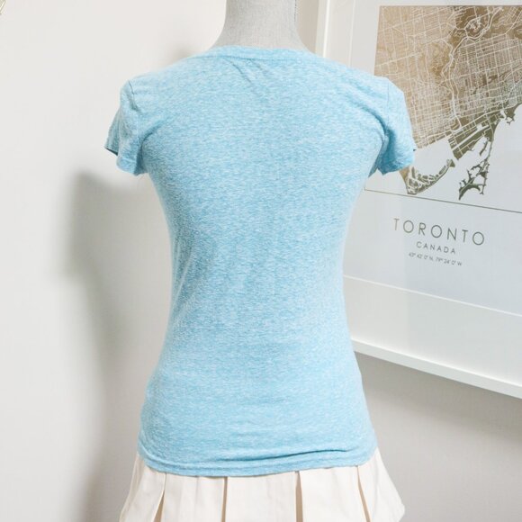 AEROPOSTALE Heather Sky Blue V Neck Tee - Picture 4 of 6